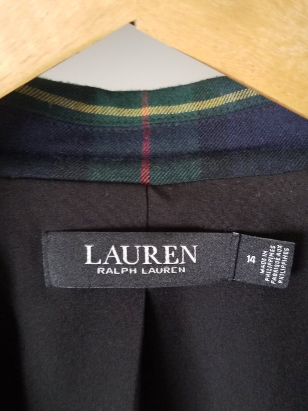 Lauren Ralph Lauren Women's Tartan Plaid Wool Blend Bullion Blazer – Size 14 - Picture 2 of 13